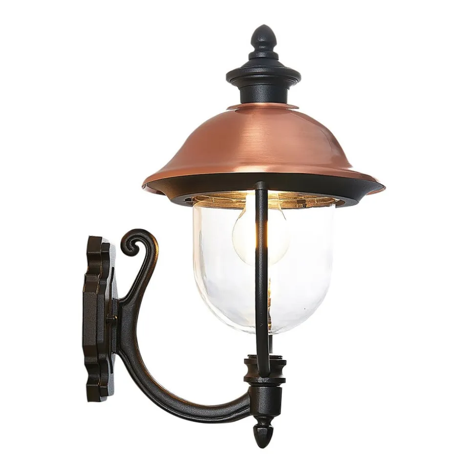 Lindby udendørs væglampe Clint, kobber, op, saltvandsresistent