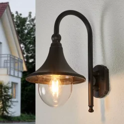 Lindby udendørs væglampe Daphne, antik sort, metal, E27