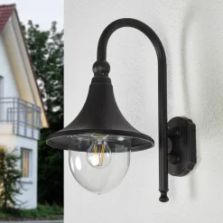 Lindby udendørs væglampe Daphne, antik sort, metal, E27