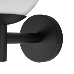 Lindby udendørs væglampe Dangan, hvid, glas, Ø 20 cm, IP44