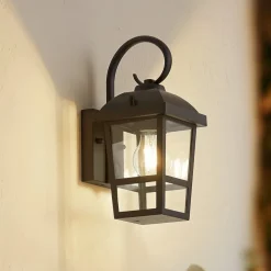 Lindby udendørs væglampe Eloane, sort, stål, 29 cm