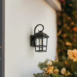 Lindby udendørs væglampe Eloane, sort, stål, 29 cm