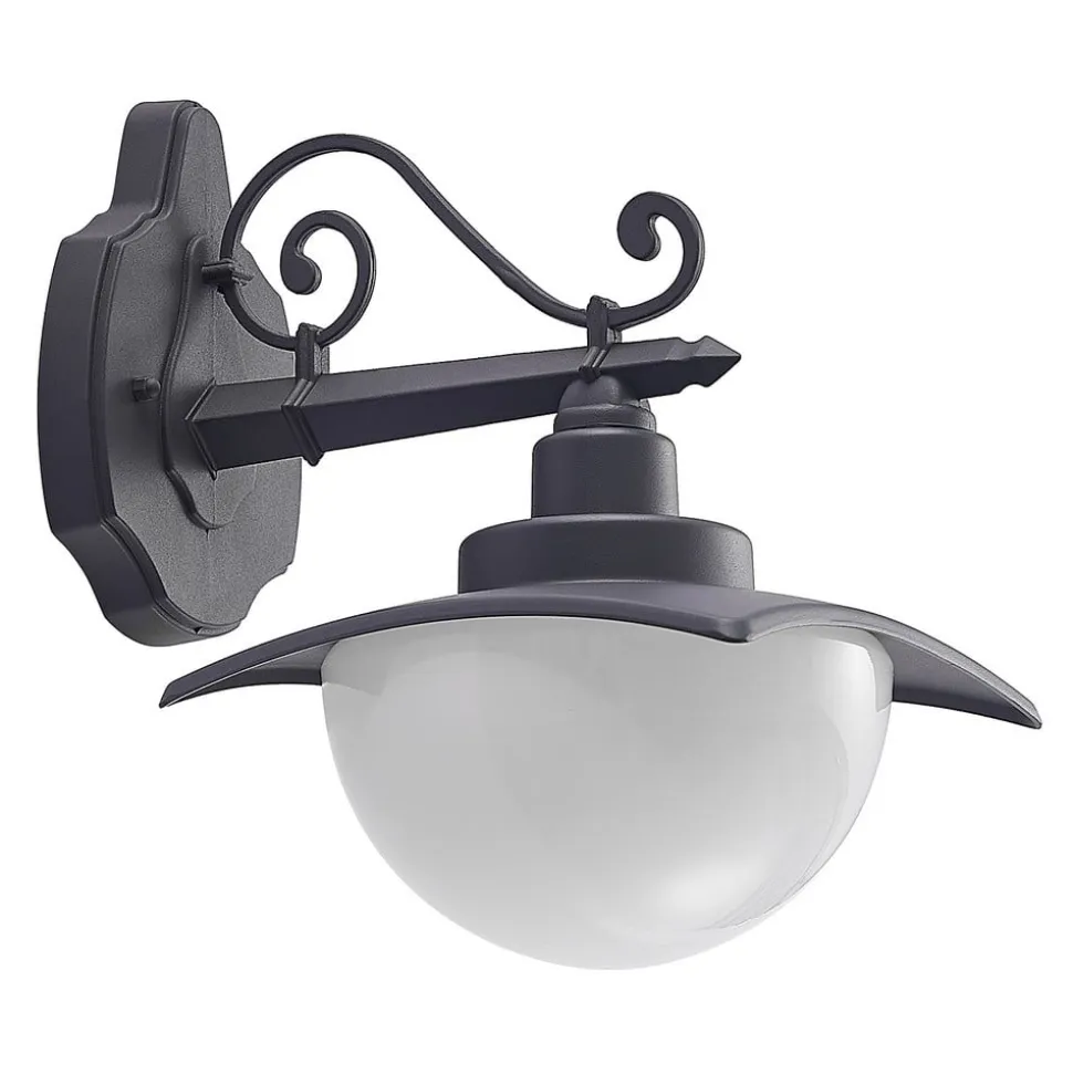 Lindby udendørs væglampe Elinda, højde 29 cm, antracit, glas