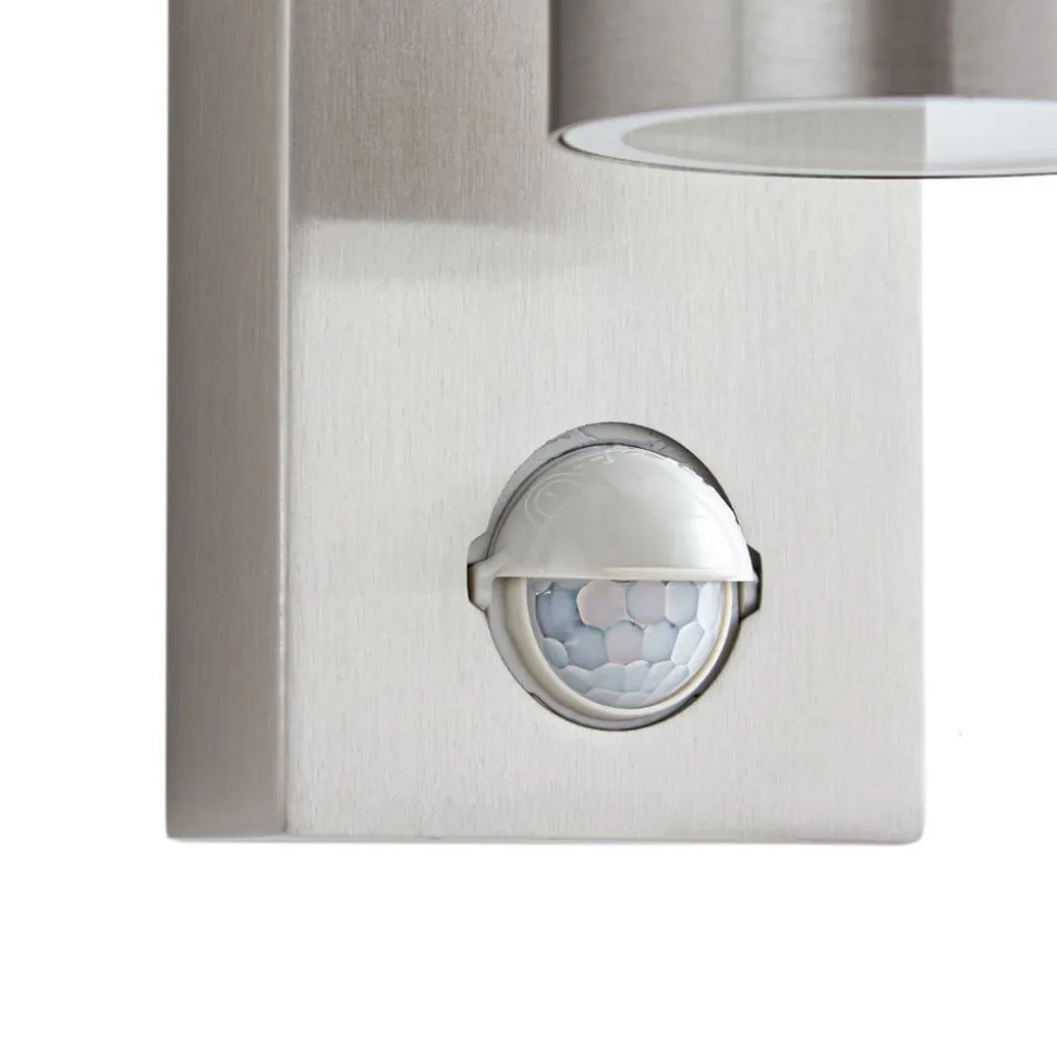 Lindby udendørs væglampe Eyrin, højde 22 cm, stål, sensor
