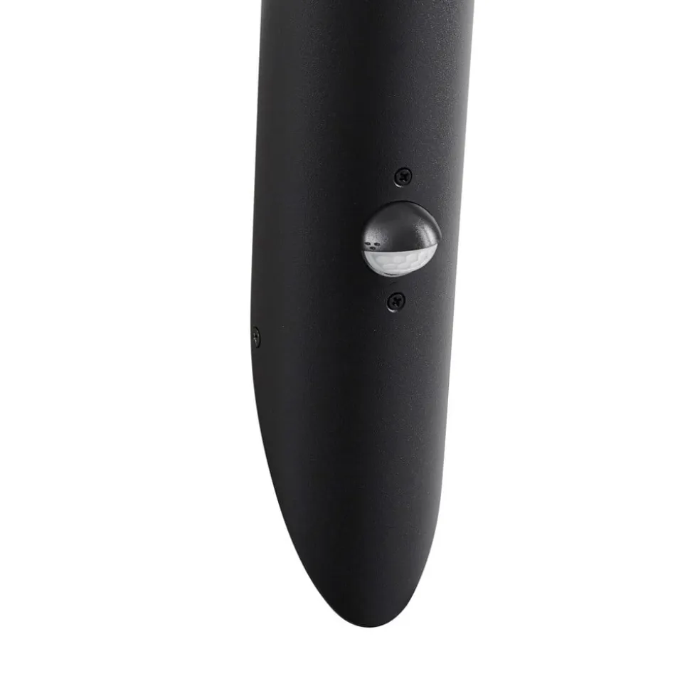 Lindby udendørs væglampe Gavros, sort, aluminium, sensor
