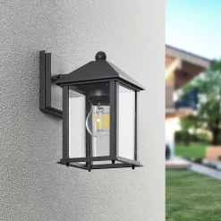 Lindby udendørs væglampe Giavanna, 23,3 cm, antracit, glas