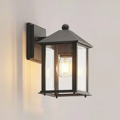 Lindby udendørs væglampe Giavanna, 23,3 cm, antracit, glas