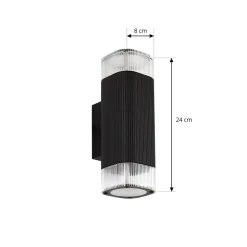 Lindby udendørs væglampe Halvar, sort, 24 cm, 2 x GU10, IP65