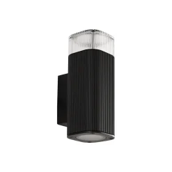 Lindby udendørs væglampe Halvar, sort, 20 cm, 2 x GU10, IP65