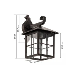 Lindby udendørs væglampe Ida, rustfarvet, lygte, 34 cm, E27