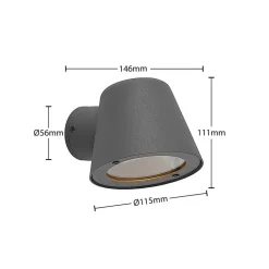Lindby udendørs væglampe Ileyna, antracit, metal, 15 cm