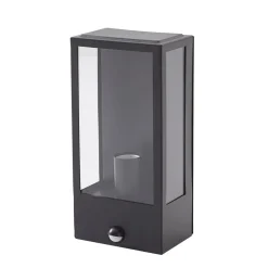 Lindby udendørs væglampe Ilana, sort, sensor, IP44, E27