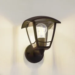 Lindby udendørs væglampe Isidoro, sort, lanterne, plast
