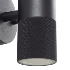 Lindby udendørs væglampe Jovane, sort, aluminium, 2 lyskilder