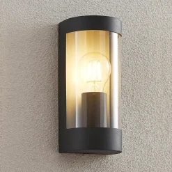 Lindby udendørs væglampe Junias, 24 cm, antracit, stål