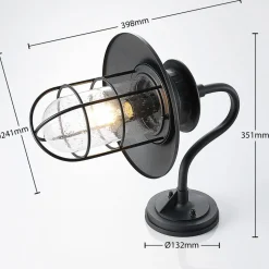 Lindby udendørs væglampe Kyan, højde 40 cm, sort, IP44, E27