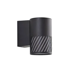 Lindby udendørs væglampe Lurinda, 1 lyskilde, sort, aluminium, Ø10cm