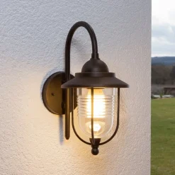 Lindby udendørs væglampe Meret, højde 37 cm, rustfarvet, aluminium