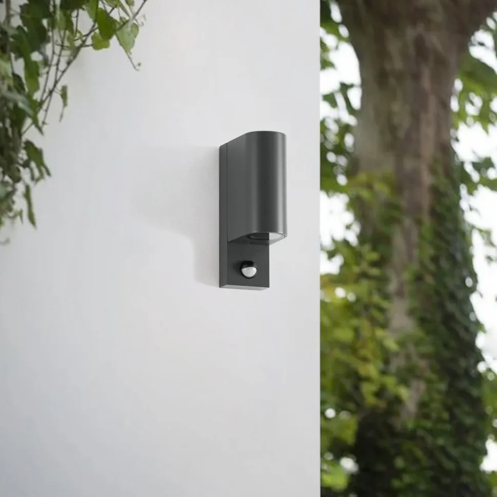 Lindby udendørs væglampe Palina, sensor, IP44, antracit