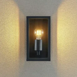 Lindby udendørs væglampe Peldar, klar, 1 lyskilde, 26 cm, metal