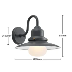 Lindby udendørs væglampe Roisin, antracit, metal, 31 cm