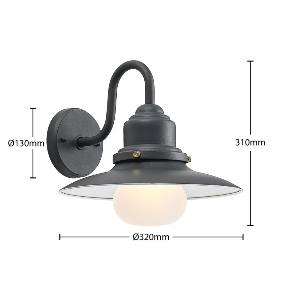 Lindby udendørs væglampe Roisin, antracit, metal, 31 cm
