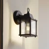 Lindby udendørs væglampe Rurik, sort, glas, aluminium, E27