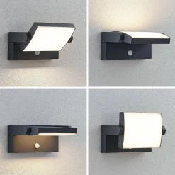 Lindby udendørs væglampe Sherin, sæt med 2, drejelig, sensor
