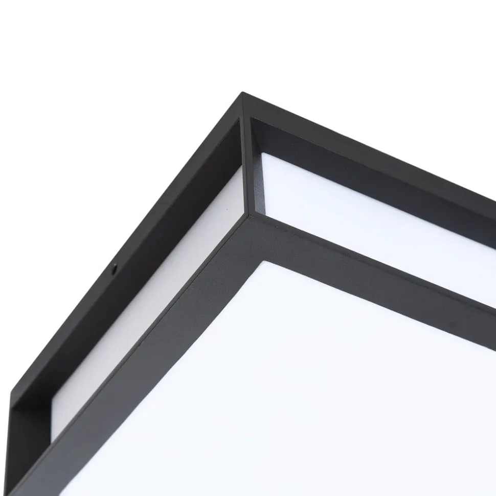 Lindby udendørs væglampe Sivana, sort, aluminium, 26 cm x 26 cm