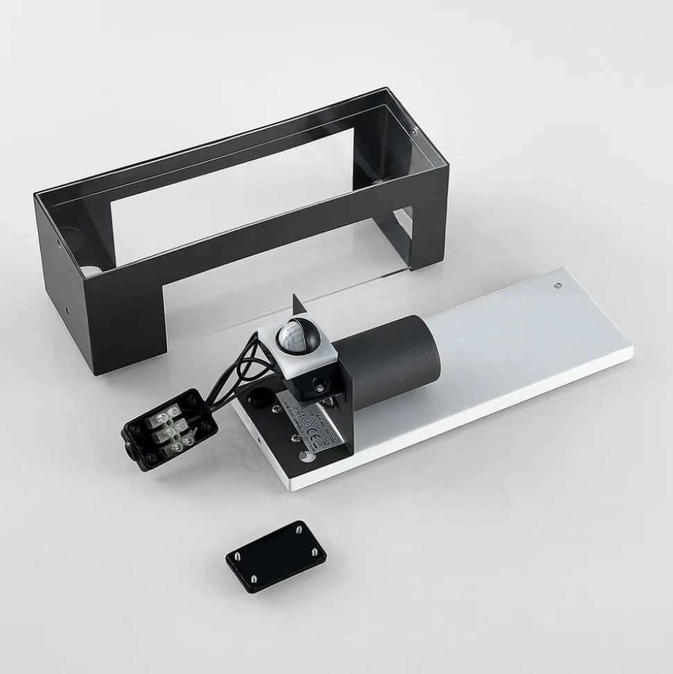 Lindby udendørs væglampe Tilian, sensor, højde 25 cm, antracit