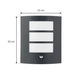 Lindby udendørs væglampe Vimal, sensor, E27, 26 cm, aluminium