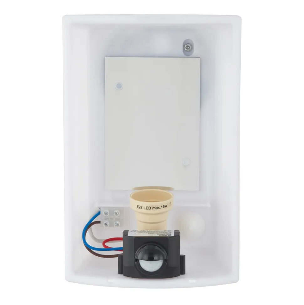 Lindby udendørs væglampe Vimal, sensor, E27, 26 cm, aluminium