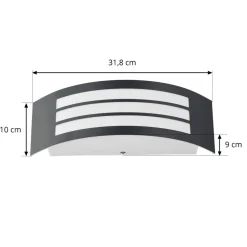 Lindby udendørs væglampe Vimal, E27, 32 cm, sort, aluminium