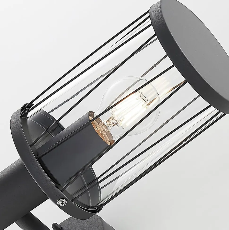Lindby udendørs væglampe Yonan, højde 34 cm, antracit, sensor