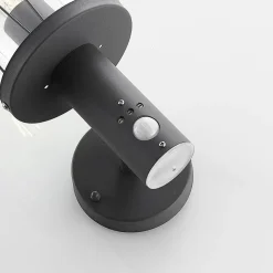 Lindby udendørs væglampe Yonan, højde 34 cm, antracit, sensor