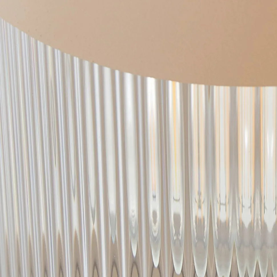 Lindby udendørs væglampe Yrene, 20 cm, beige, sensor, ripple