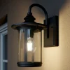 Lindby udendørs væglampe Zayn, sort, glas, højde 33 cm, IP23