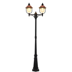 Lindby udendørslampe Clint, 225 cm, 2 lyskilder, saltvandsresistent, E27