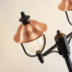 Lindby udendørslampe Clint, 225 cm, 2 lyskilder, saltvandsresistent, E27