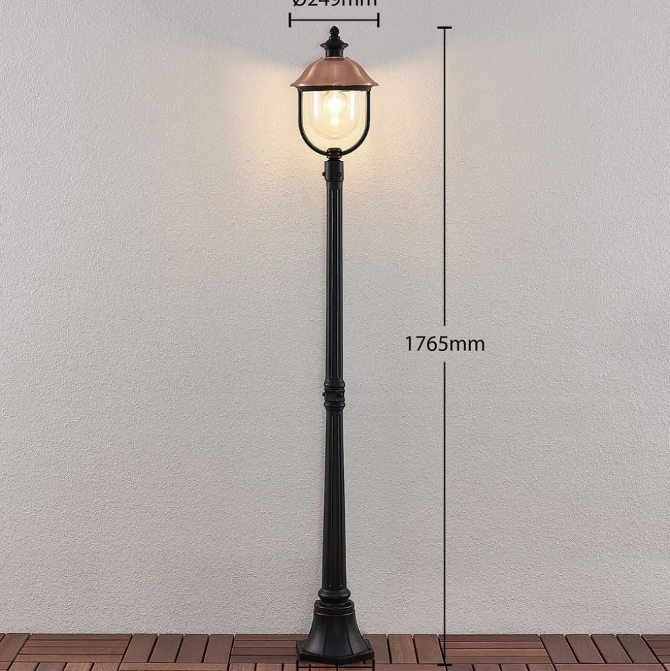Lindby udendørslampe Clint, 177 cm, metal, saltvandsresistent, E27
