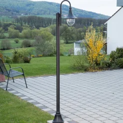 Lindby udendørslampe Daphne, 220 cm, sort, E27, IP44