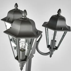 Lindby udendørslampe Edana, 212 cm, 3 lyskilder, antracit, E27, IP44