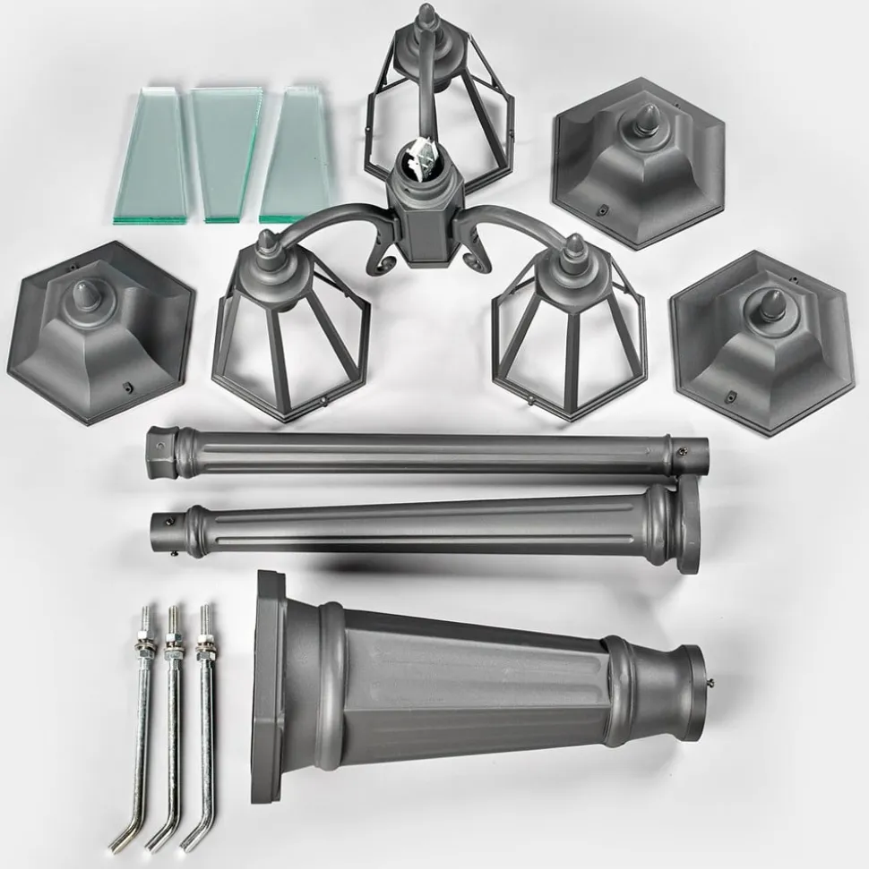 Lindby udendørslampe Edana, 212 cm, 3 lyskilder, antracit, E27, IP44