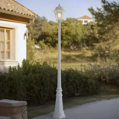 Lindby udendørslampe Edana, 211 cm, hvid, metal, E27, IP44