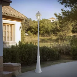 Lindby udendørslampe Edana, 211 cm, hvid, metal, E27, IP44