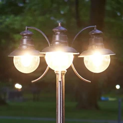 Lindby udendørslampe Eddie, 198 cm, rust, metal, IP44, E27