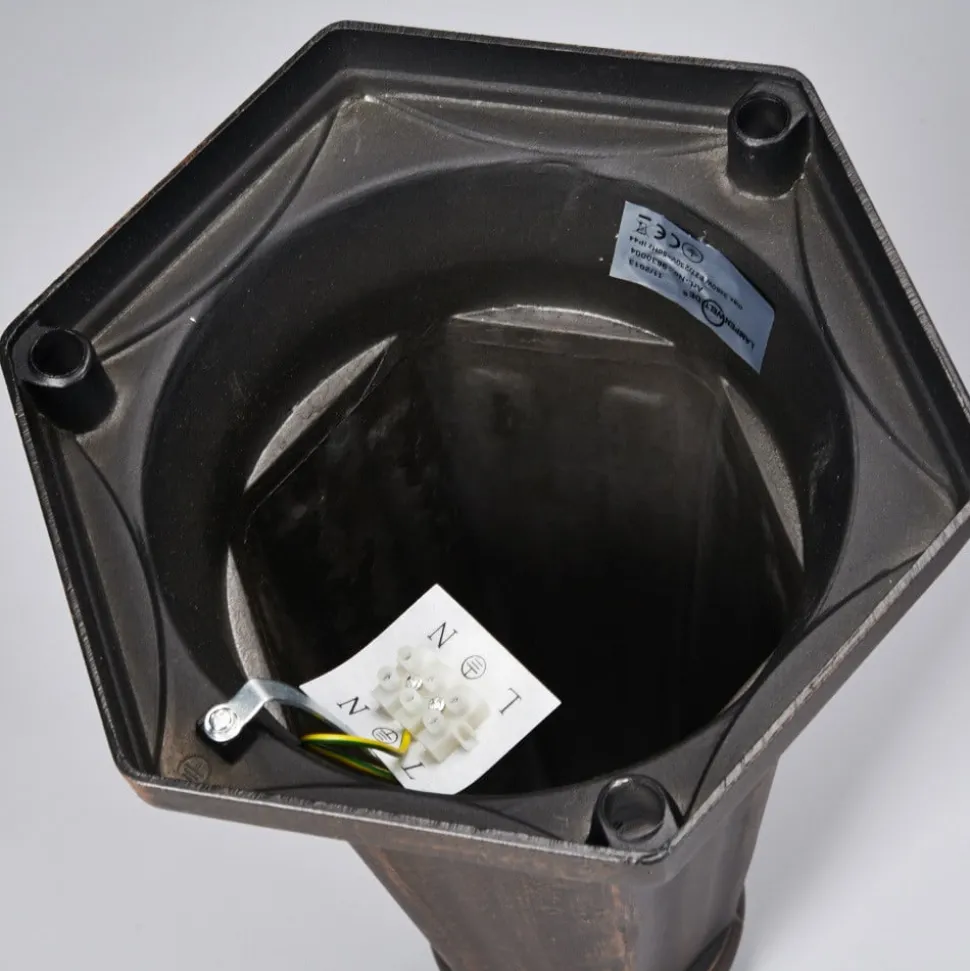 Lindby udendørslampe Eddie, 198 cm, rust, metal, IP44, E27