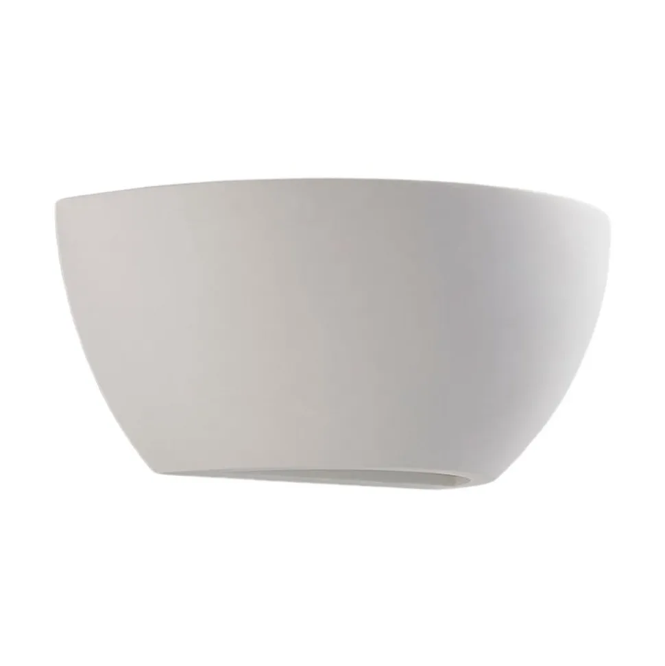 Lindby uplight væglampe Jimmy, hvid, gips, halvcirkelformet, 24 cm, E14