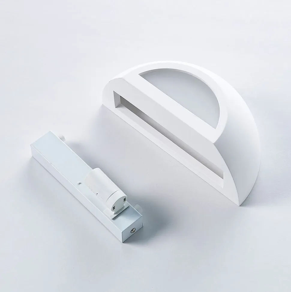 Lindby uplight væglampe Jimmy, hvid, gips, halvcirkelformet, 24 cm, E14