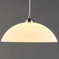 Lindby Valeria hængelampe, hvid, glas, Ø 40 cm, E27
